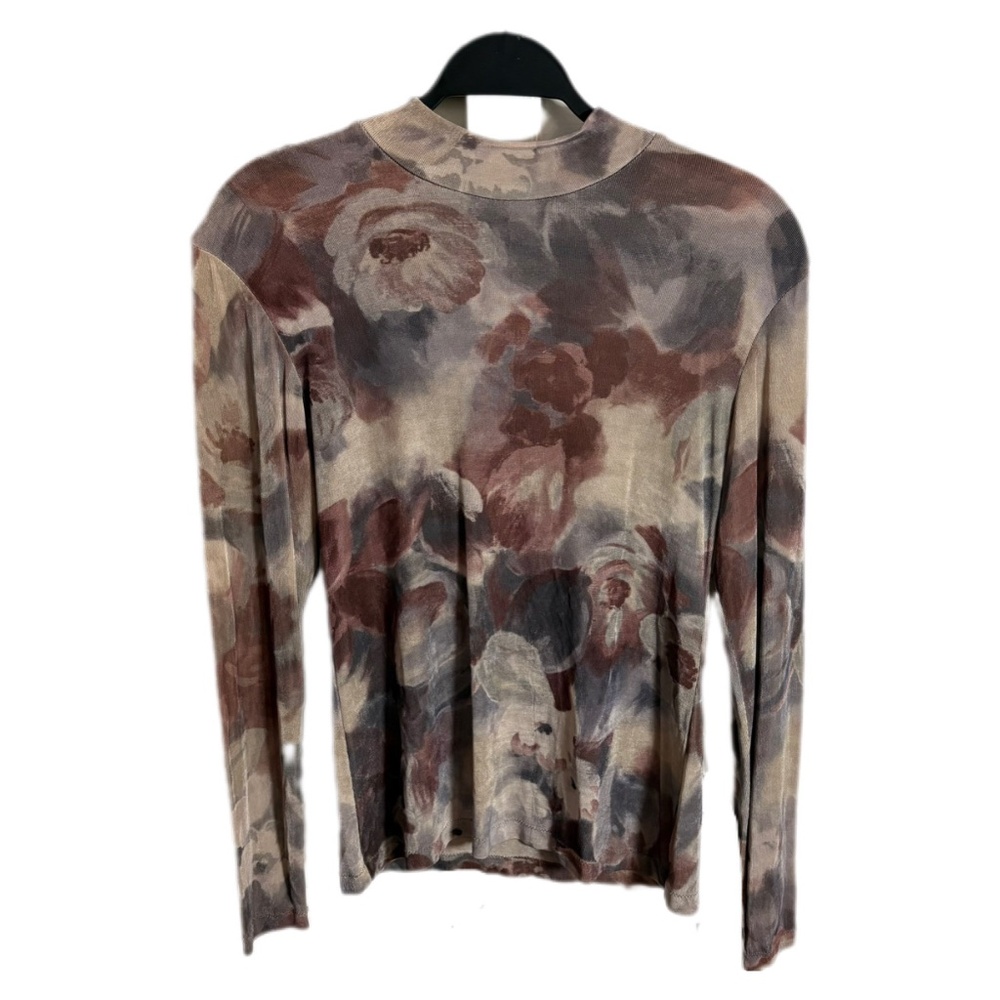 Andria Lieu Collection Vintage Womens Long Sleeve Sheer Watercolor Floral